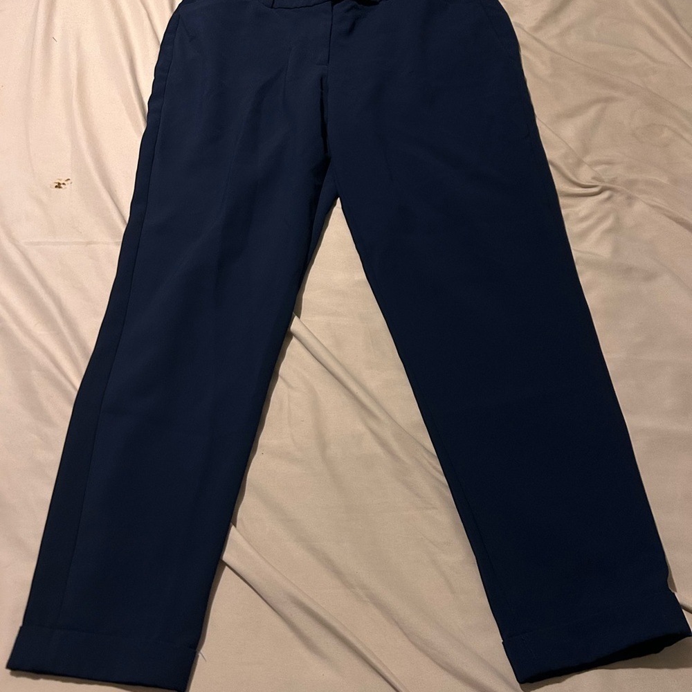 White House Black Market Navy Taper Ankle Pants | Size‎ 8R Cuffed Leg